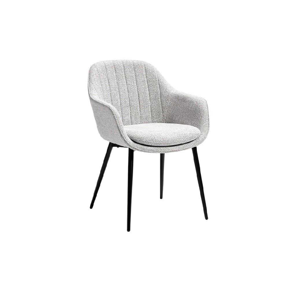 Moderne stoel met stoffen bekleding en zwarte poten
