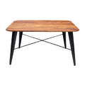 Eettafel met houten blad en metalen poten