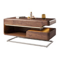 Titel: "Moderne Houten Salontafel met Verlichting en Onderste Plank"