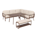 Moderne L-vormige tuinset met kussen en tafel